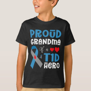 Camiseta Vovó Orgulhosa De Um Herói T1d Tipo 1 Anula Diabet