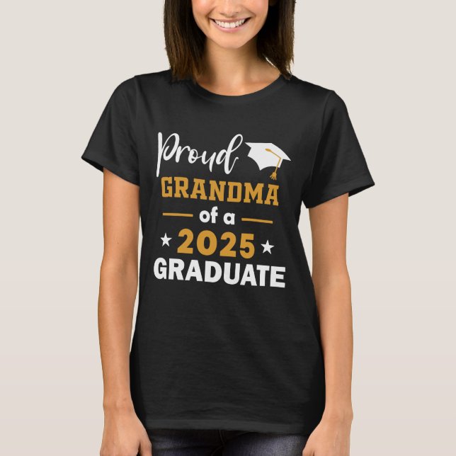 Camiseta Vovó Orgulhosa De Uma Classe De Formando 2025 De 2 (Frente)