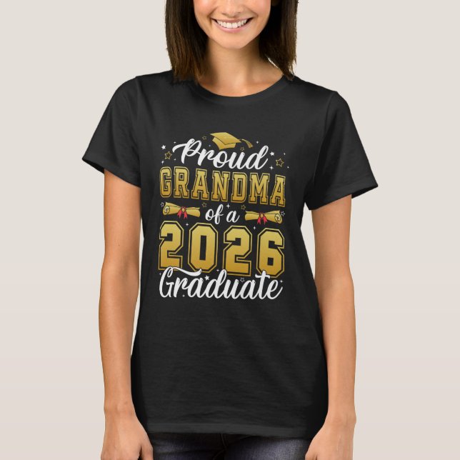 Camiseta Vovó orgulhosa de uma classe de formando 2026 2026 (Frente)