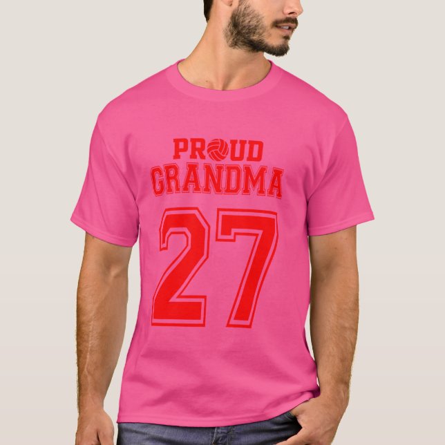 Camiseta Vovó Orgulhosa de Voleibol Número 27 R (Frente)