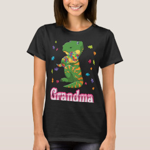 Camiseta Vovó Orgulhosa Dinossauro Autismo Consciência Arco