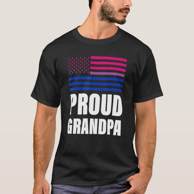 Camiseta Vovô Orgulhoso Bandeira Bissexual Lgbt Orgulho gay (Frente)