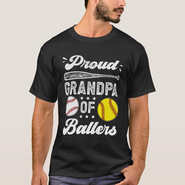 Camiseta Vovô Orgulhoso De Ballers Beball Softball Avô (Frente)