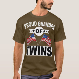 Camiseta Vovô Orgulhoso de Gêmeos da bandeira americana Twi