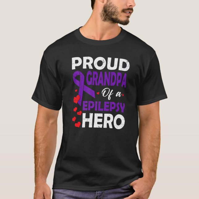 Camiseta Vovô Orgulhoso De Um Guerreiro Herói Epiléptico Ri (Frente)