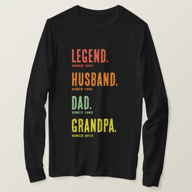 Camiseta Vovô Pai Marido De Legenda Desde Longa Folga (Frente do Design)