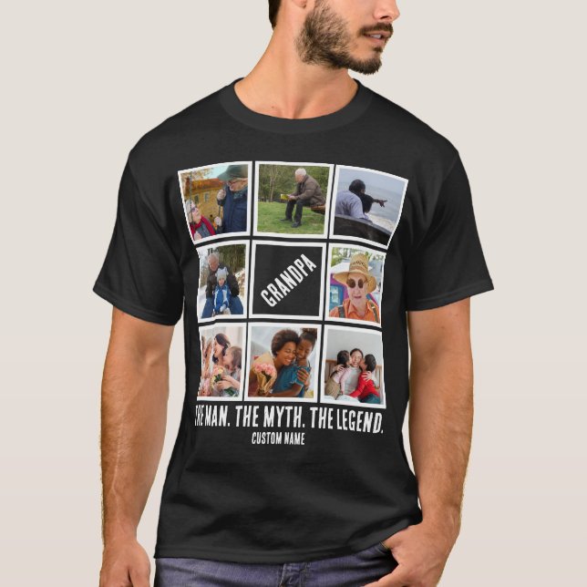 Camiseta Vovô personalizado a lenda do mito do homem 8 Cola (Frente)