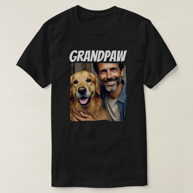 Camiseta Vovô Personalizado Foto Moderno do Cão do Vovô (Frente do Design)