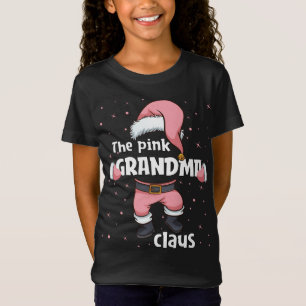 Camiseta Vovó Pink Santa Claus Familiar de Natal
