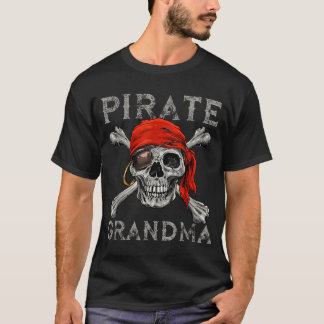 Camiseta Vovó Pirata Correspondente Crânio Cruzado Jolly