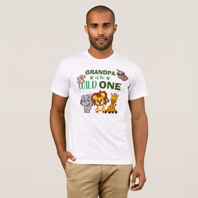 Camiseta Vovô primeiro aniversario Selva Safari (Frente Completa)