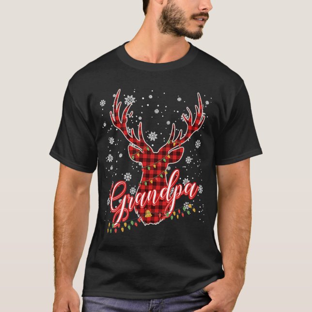 Camiseta Vovô Reindeer Famílias Correspondendo Pajama Natal (Frente)