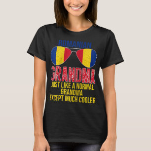 Camiseta Vovó romena Bandeira Romênia Óculos de sol Mãe