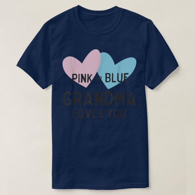 Camiseta Vovó rosa ou azul ama seu gênero Reveal T-Shi (Frente do Design)