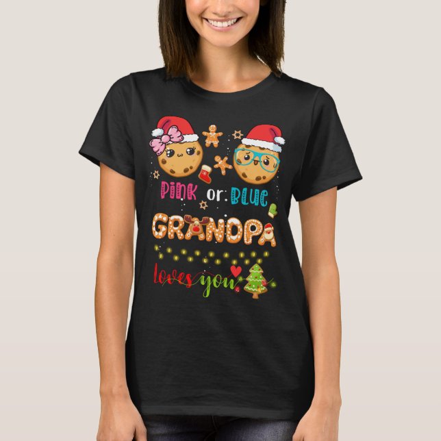 Camiseta Vovô Rosa Ou Azul Te Ama Cookies De Natal G (Frente)