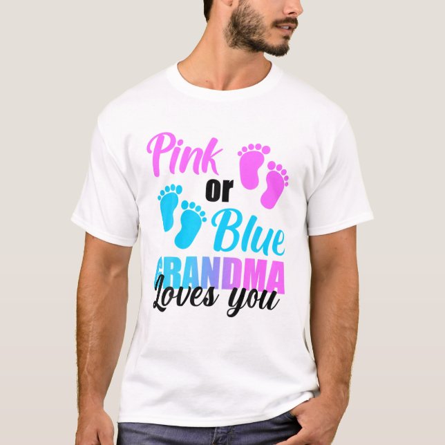 Camiseta Vovó Rosa Ou Azul Te Ama Festa De Revelação De Gên (Frente)