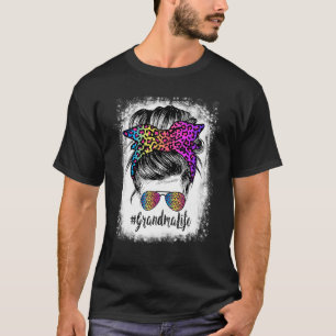 Camiseta Vovó Sangrenta Vida Arco-Íris Leopardo Mensagem Bu