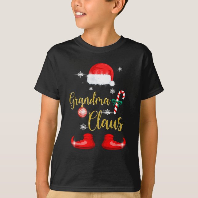 Camiseta Vovó Santa Claus Divertido Famílias Pjs de Natal p (Frente)