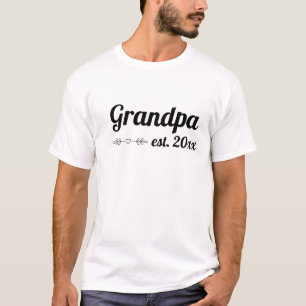 Camiseta Vovô Script Com Letra-Manuscrita Estabelecido Ano