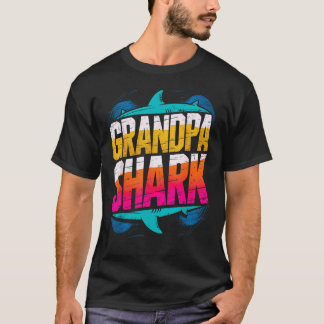 Camiseta Vovô Shark Engraçado Correspondente Família de Hom