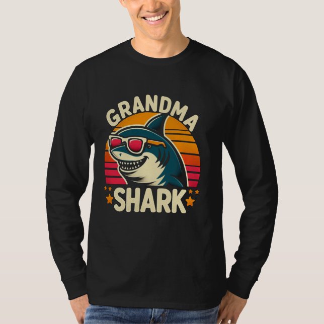 Camiseta Vovó Shark Engraçado Família de Combinação de Tuba (Frente)