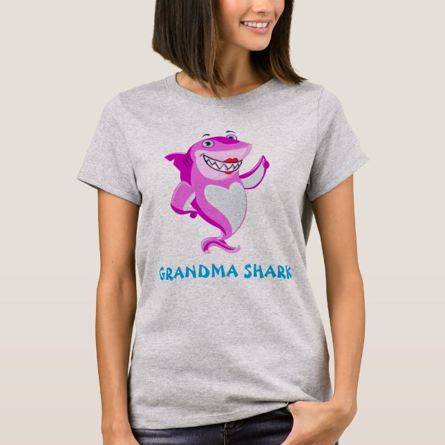 Camiseta Vovó Shark | Personalizado Engraçado (Frente)