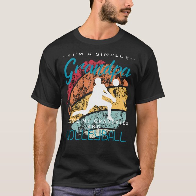 Camiseta Vovô Simples Joy de Voleibol - Teto Whimsical para (Frente)