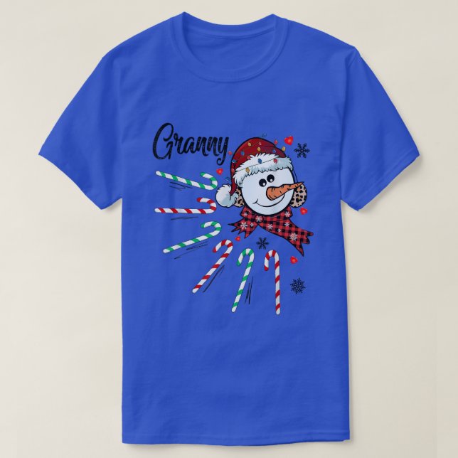 Camiseta Vovó Snowman Candy Cane Natal Xmas Engraçado (Frente do Design)