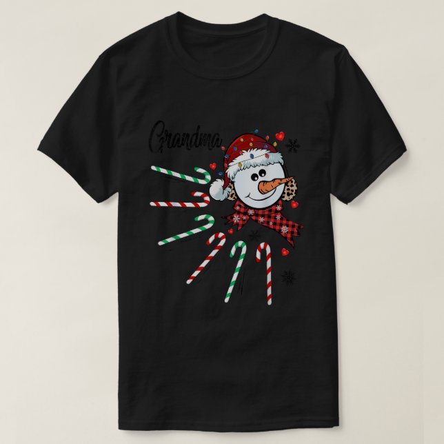 Camiseta Vovó Snowman Candy Cane Natal Xmas Engraçado (Frente do Design)