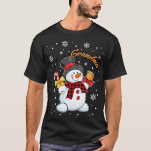Camiseta Vovó Snowman Candy Cane Xadrez Vermelha de Natal