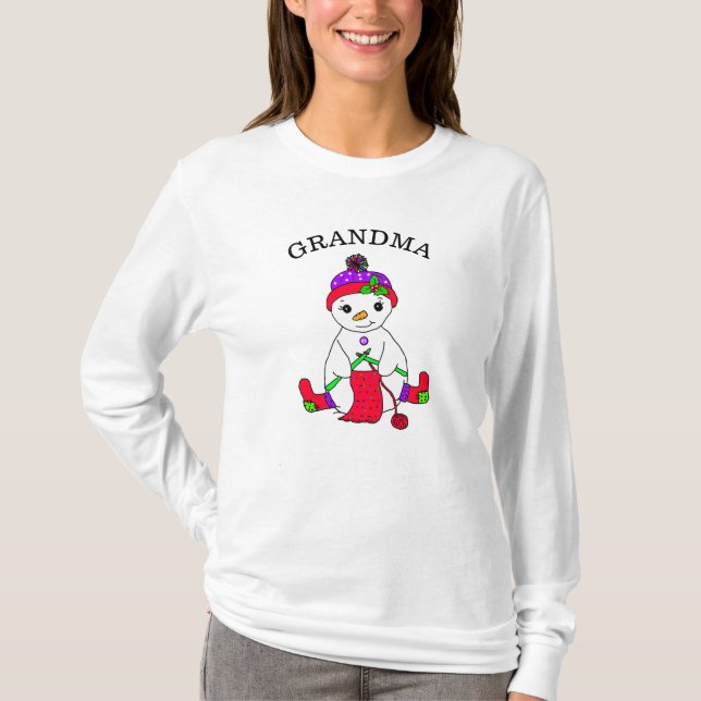 Camiseta Vovó Snowman White Natal (Frente)