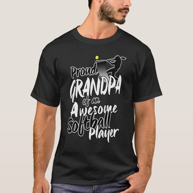 Camiseta Vovô Softball Orgulhoso Para Homens Avós D (Frente)