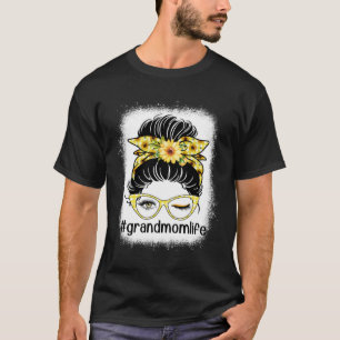 Camiseta Vovó Sunflower Messy Bun Bleaches Dia da Mãe