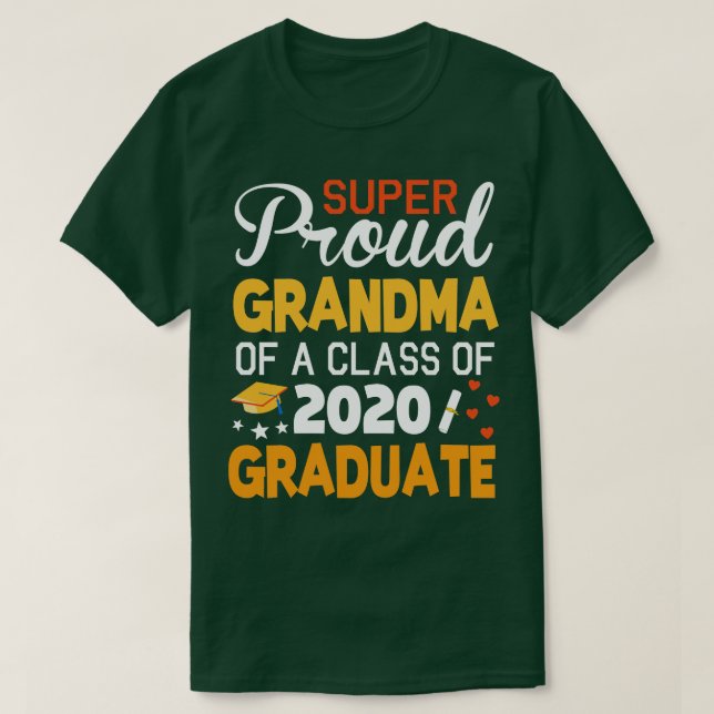Camiseta Vovó Super Orgulhosa De Uma Classe De Formando 202 (Frente do Design)