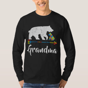 Camiseta Vovó Ursa Autismo Consciência Orgulhosa Autismo Mã