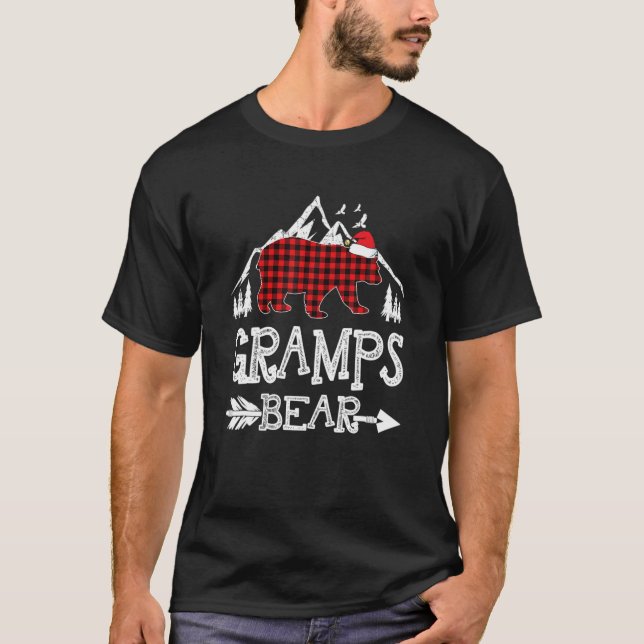 Camiseta Vovô Ursa Natal Pajama Xadrez Vermelha Fama Buffal (Frente)
