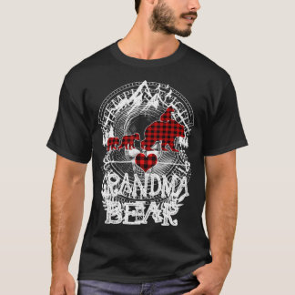 Camiseta Vovó Urso Natal Pijama Xadrez Vermelho Búfalo Fa