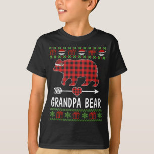 Camiseta Vovô Urso Papai noel Pijama Da Família Xadrez Verm