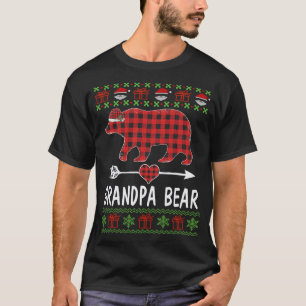 Camiseta Vovô Urso Papai noel Pijama Da Família Xadrez Verm