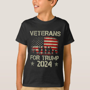 Camiseta Vovô Veteranos Para Trump 2024 American Flag 4th