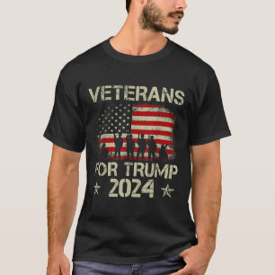Camiseta Vovô Veteranos Para Trump 2024 American Flag 4th