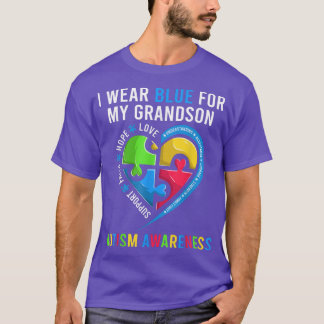 Camiseta Vovó Vovô Autismo Teto Cardíaco Eu Visto Azul Para