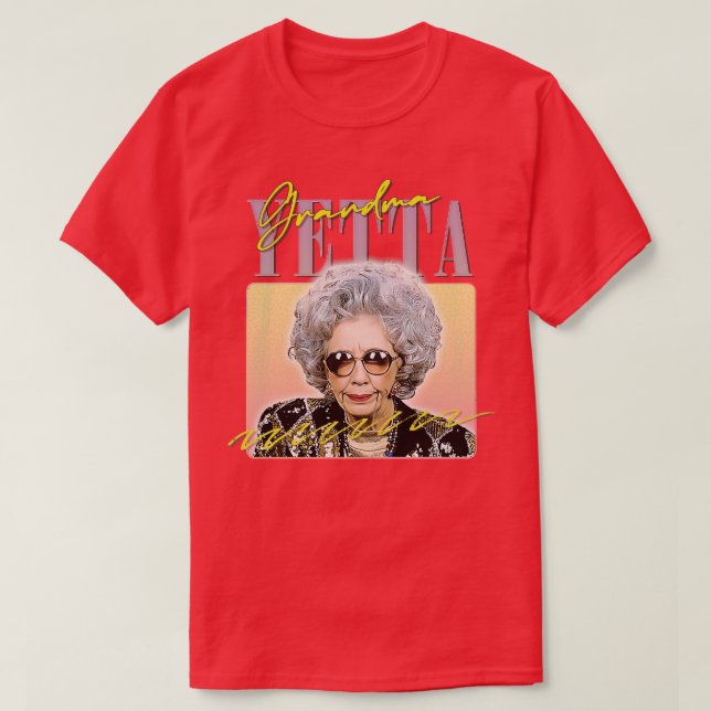 Camiseta Vovó Yetta 90s Estilo Design de Arte de Ventilador (Frente do Design)