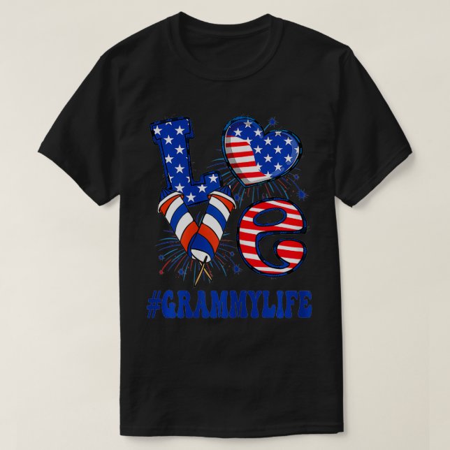 Camiseta Vovôs Grammy USA Flag Avó 4 de julho Fa (Frente do Design)