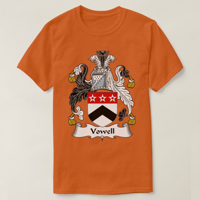 Camiseta Vowell Coat of Arms Family Crest  (Frente do Design)