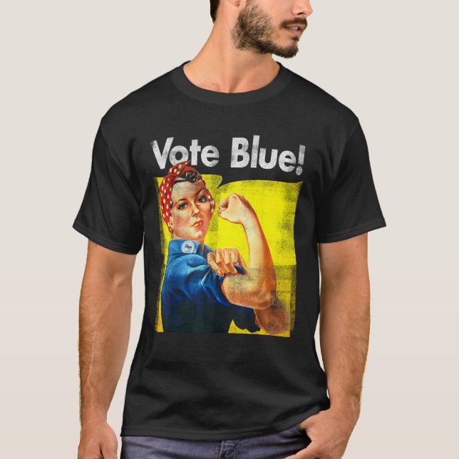 Camiseta Voz Azul - Democrata Rosie Riveter Blue Wave T Shi (Frente)
