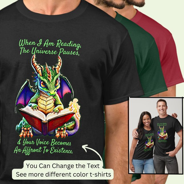 Camiseta Voz do Livro de Leitura do Dragão Roxo Verde (Criador carregado)
