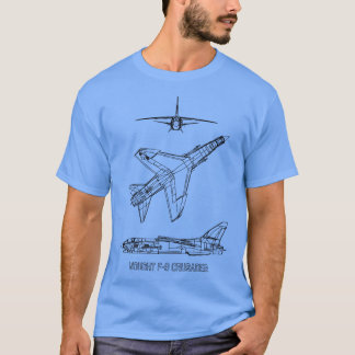 Camiseta Voz F8 Crusader American Jet Plane Blueprint Di
