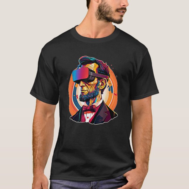 Camiseta VR Headset Abraham Lincoln Video Game Virtual Real (Frente)
