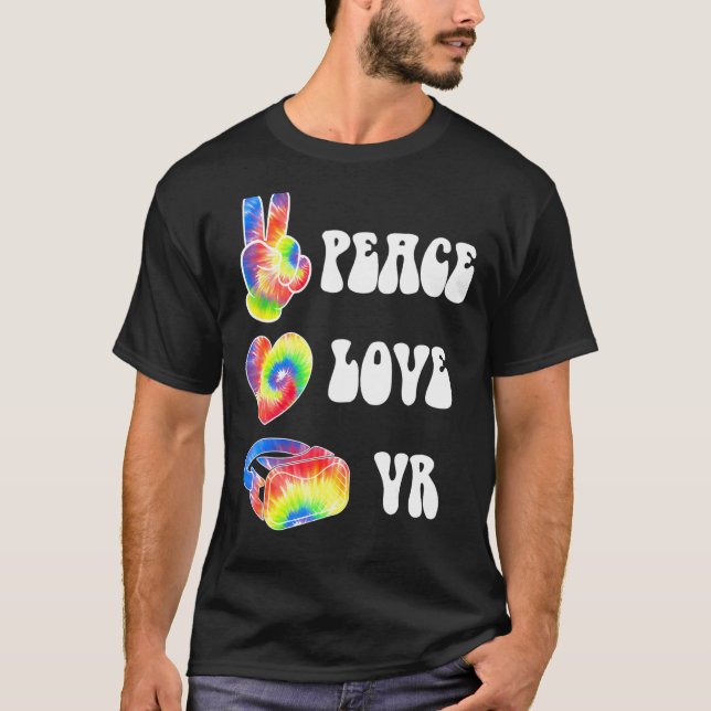 Camiseta Vr Virtual Reality Gaming Pc Peace Love Vr R (Frente)